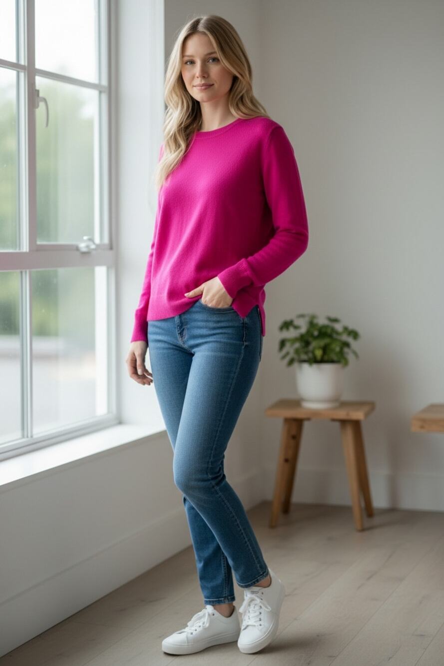 HALOGEN Cashmere Sweater Size XXS Fuchsia 100% Cashmere